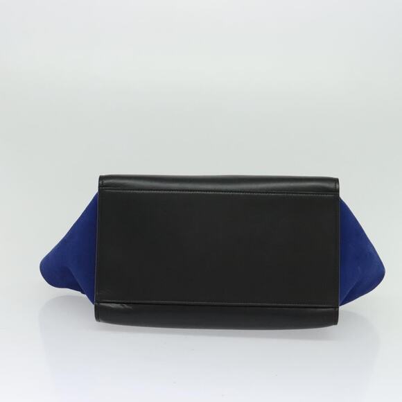 CELINE Trapeze Hand Bag Leather Beige Gold Blue - Picture 9 of 13